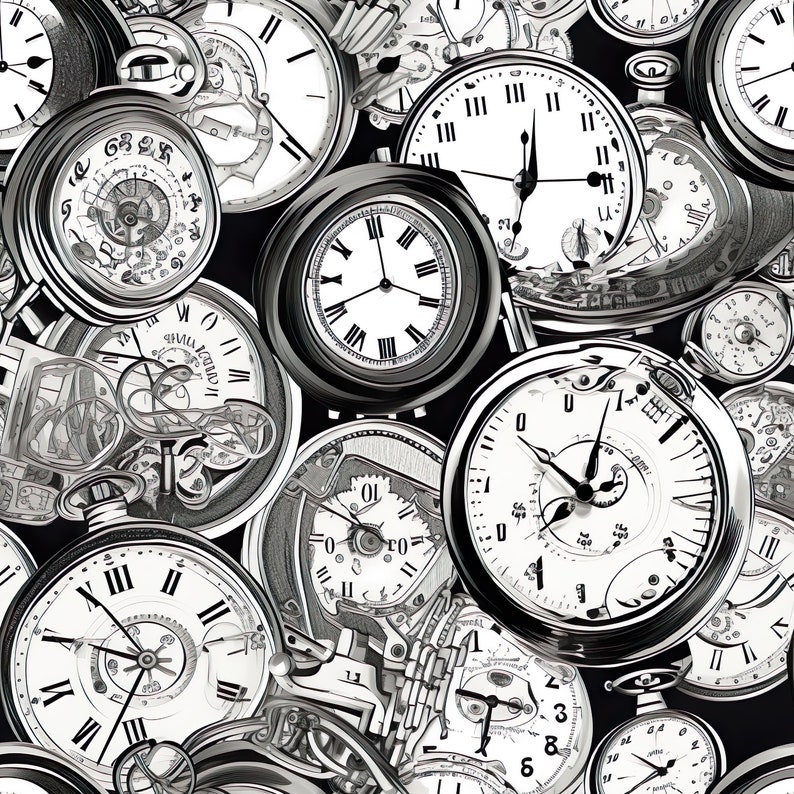 Repeat Pattern Clocks Clock Seamless Pattern | Vintage , Digital Paper | Seamless Pattern ...