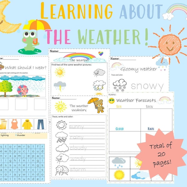 Weather Worksheets For Kids Printable Weather Vocabulary Worksheets Weather Activities for Toddlers