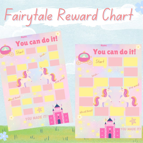 Fairytale Theme Reward Chart Princess Unicorn Sticker Chart Potty Training For Toddlers Printable