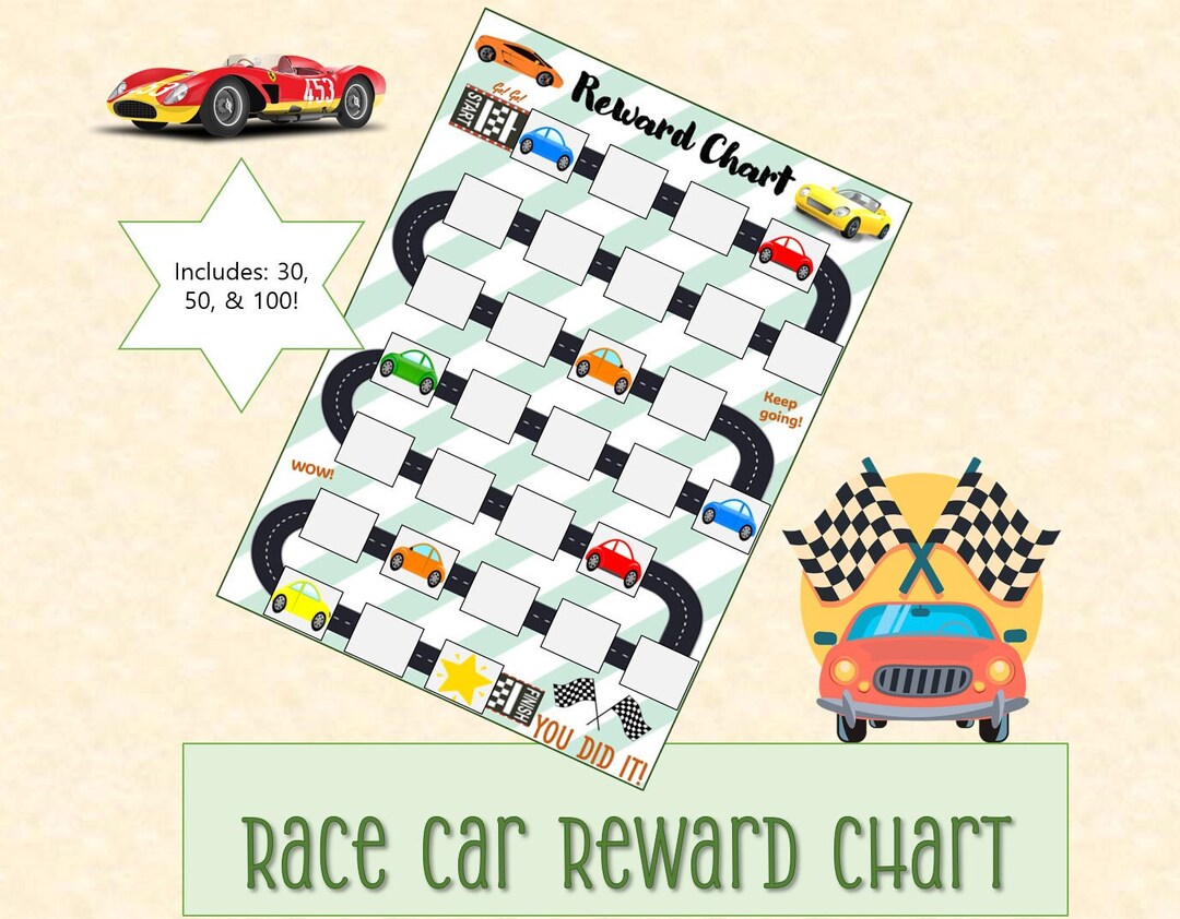 Race Car Reward Chart Printable Car Sticker Chart for Kids Reward Chart ...