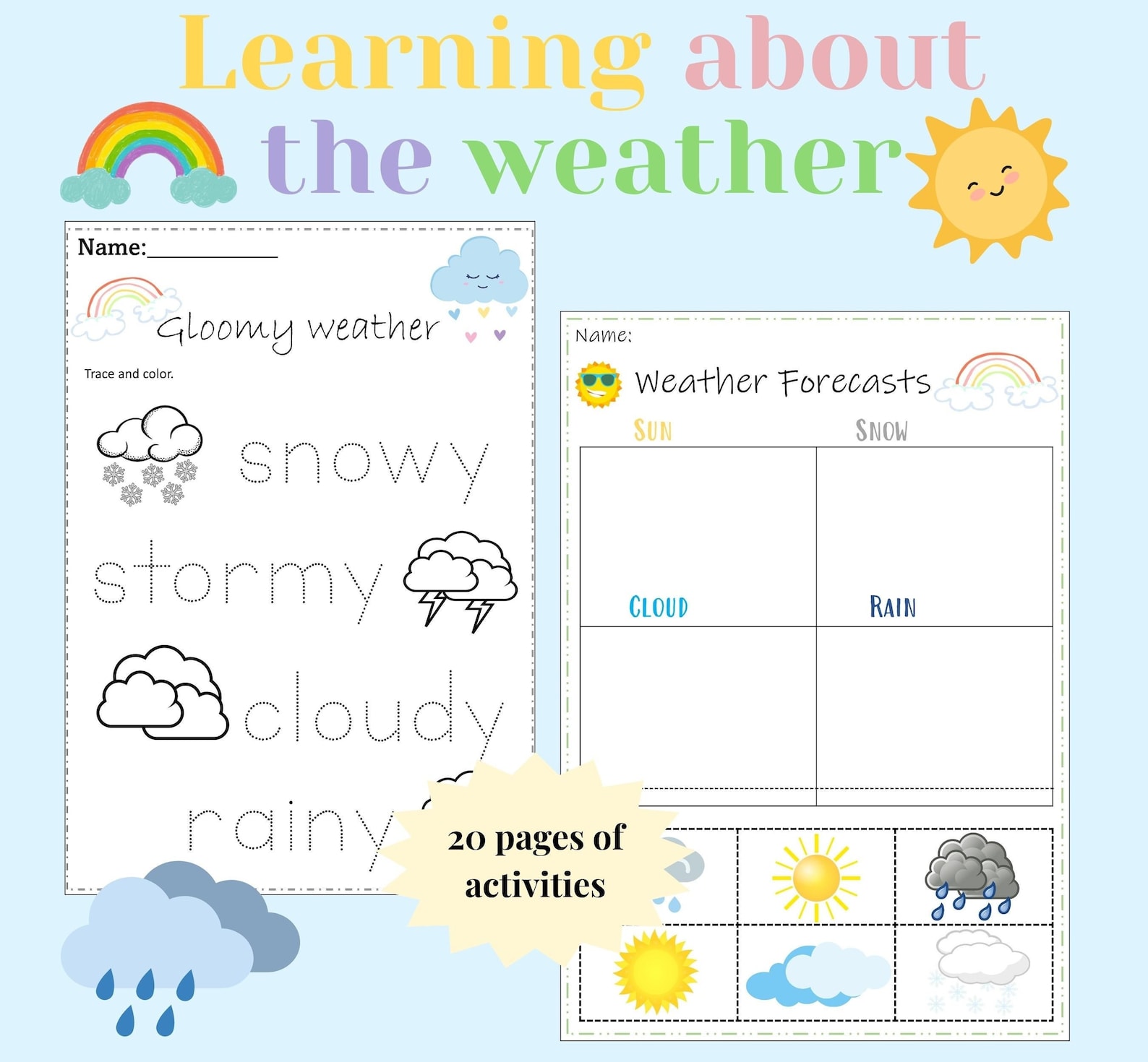 Weather Activity Worksheets Printable Weather Vocabulary Worksheets for ...