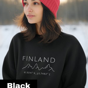 Finland Sweatshirt with Mountains for Women, Comfy Pullover, Nordic Sweater, Finnish Gift, Soft and Comfortable, Nature lover gift plus size