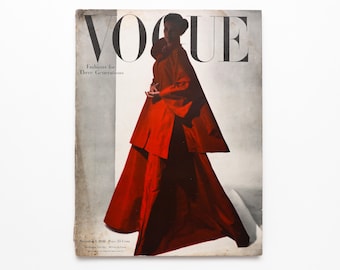 Vintage Fashion Magazine, November 1946 - Coffee Table Book, Table Decor, Chic Decor, Photography Book, Staging Decor