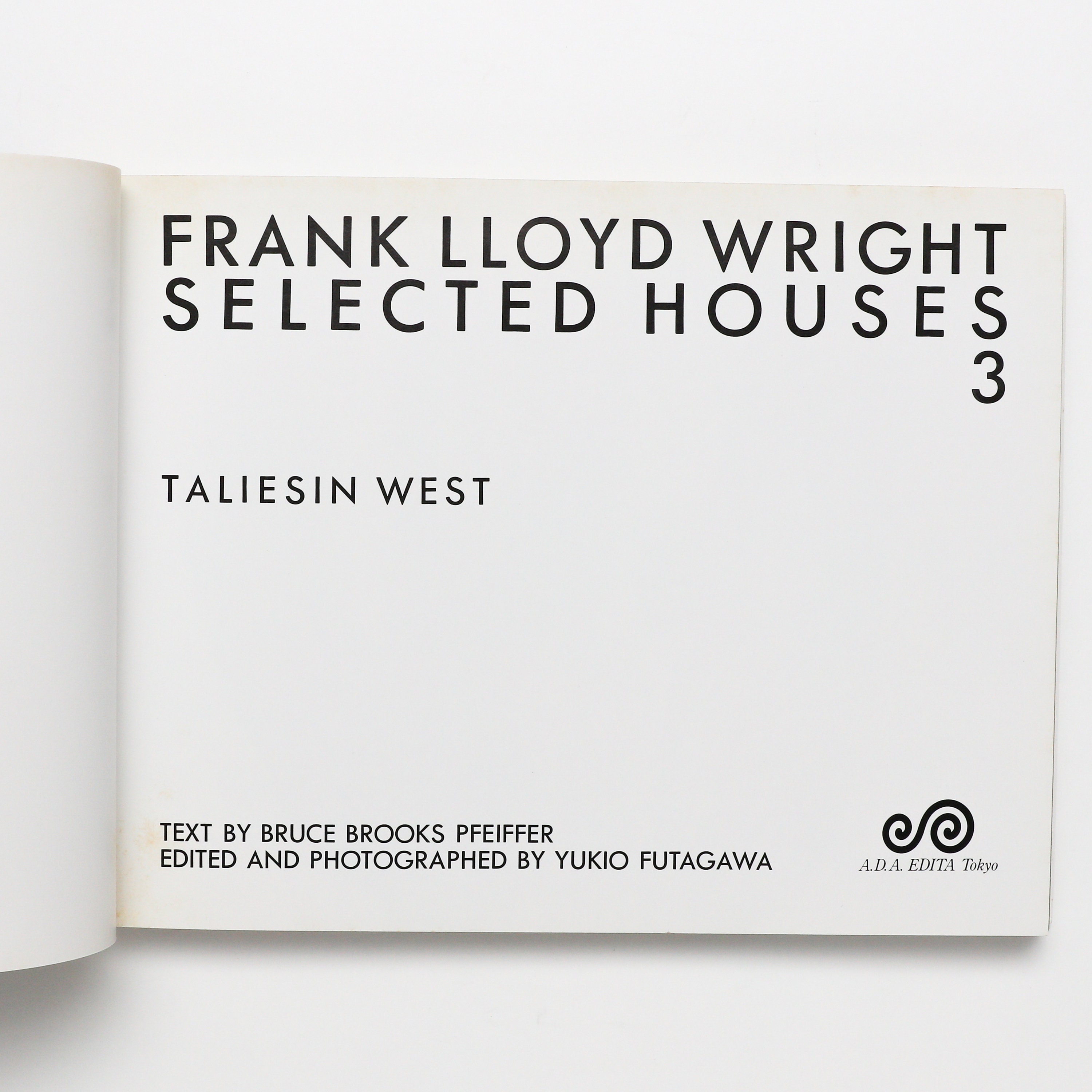 Frank Lloyd Wright Selected Houses 3 - Vintage Coffee Table Book