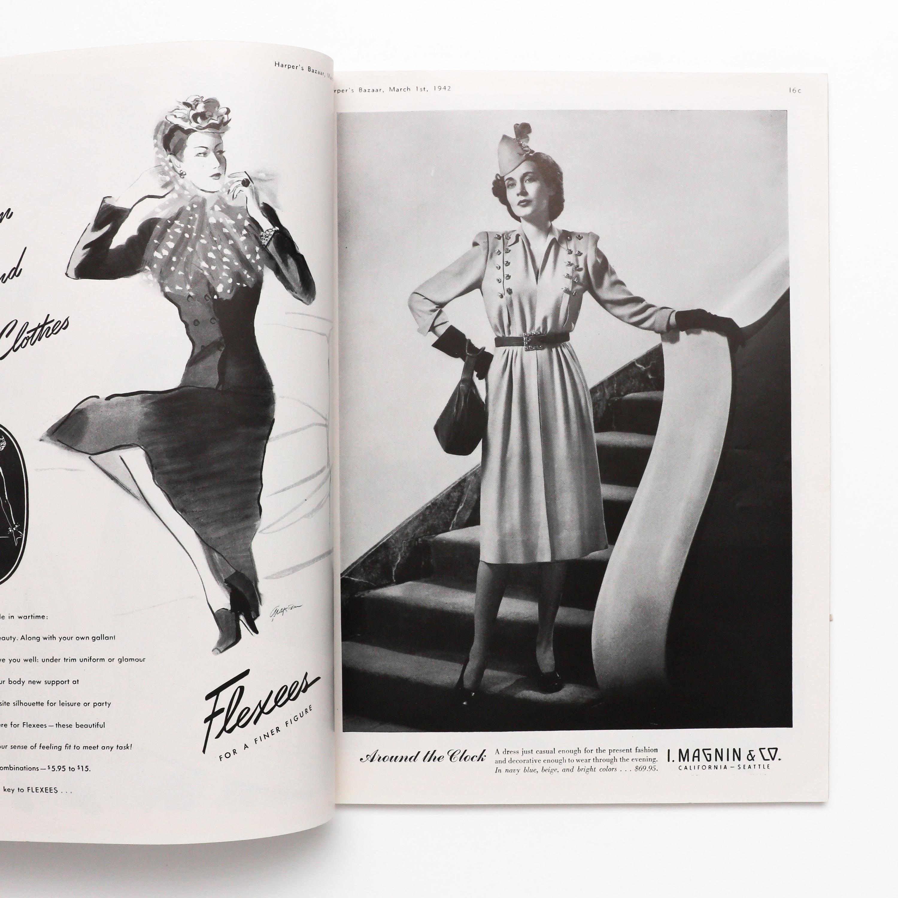 Harper's Bazaar, March 1942 - Vintage Fashion Magazine, Coffee