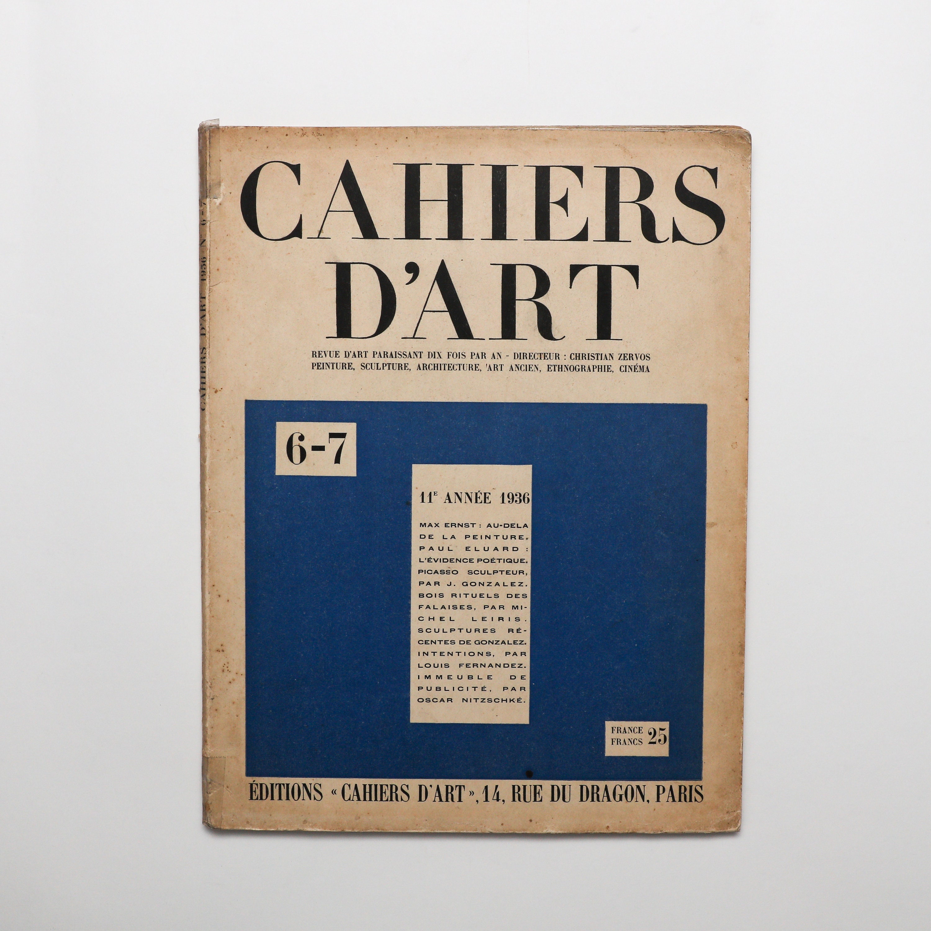 Cahiers D'Art 6-7, 1936 - Vintage Coffee Table Book, MCM Decor, Apartment Decor, Table Decor, Art Book