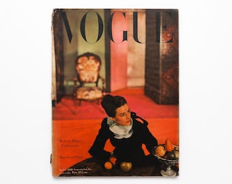 Vintage Fashion Magazine, April 1946 - Coffee Table Book, Table Decor, Chic Decor, Photography Book, Staging Decor