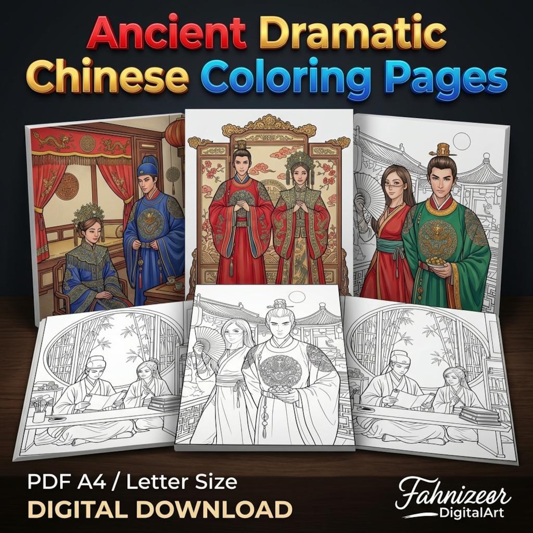14 Chinese Drama Coloring Pages, Ancient Hanfu Fashion Art, Asian ...