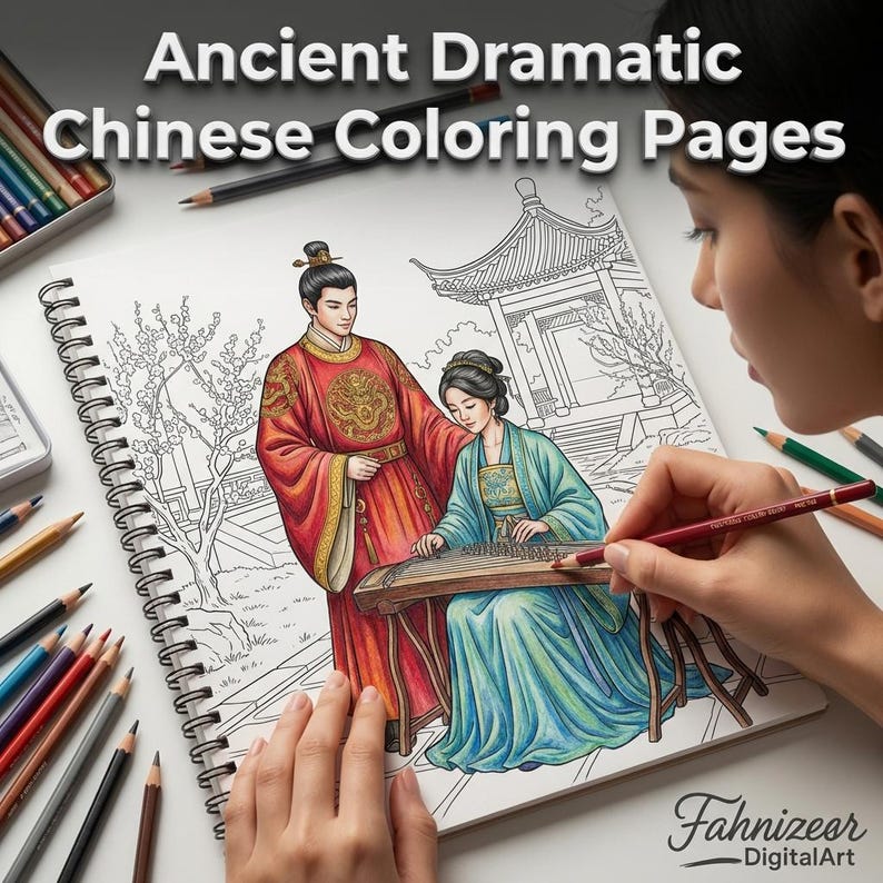 14 Chinese Drama Coloring Pages, Ancient Hanfu Fashion Art, Asian ...