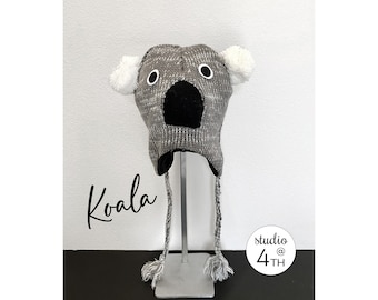 Koala-dierenhoed | Handgebreide beanie met warme fleecevoering