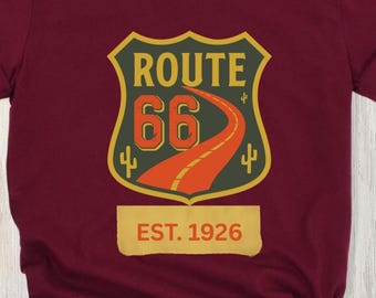 Retro "Route 66 EST. 1926" T-Shirt: Nostalgic Americana Travel Tee