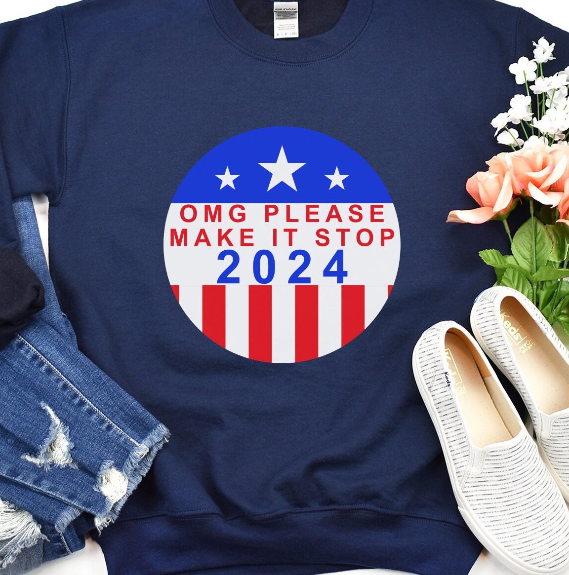 Womens Omg Please Make It Stop 2020 V-Neck T-Shirt Womens Omg Please Make It Stop 2020 V-Neck T-Shirt