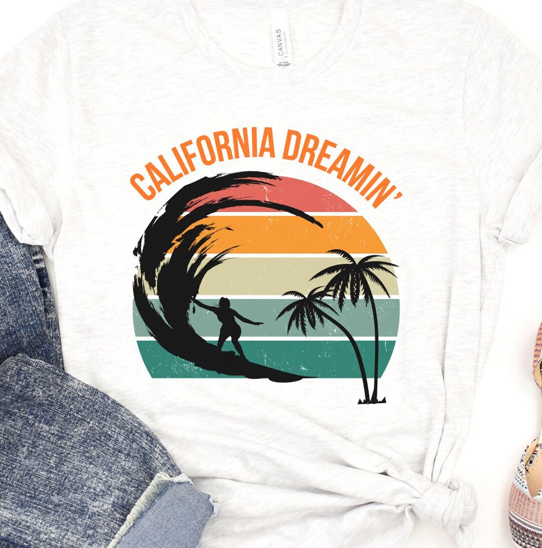 California Dreamin' Surf Shirt Vintage Inspired Casual Summer Top ... image.