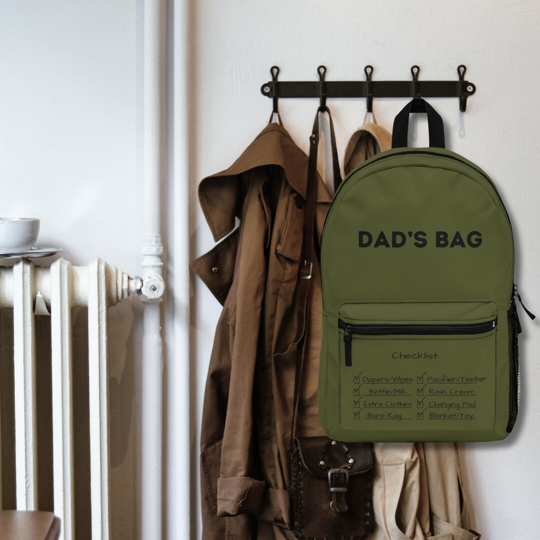 Dad Military Green Backpack Baby Diaper Bag With Checklist for Dads, Baby Girl Diaper Bag Baby