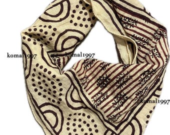 Pañuelo estampado a mano con bloques, pañuelo con estampado orgánico natural, pañuelo con diseño de cachemir, color vibrante, alta calidad, pañuelo suave, el mejor regalo.