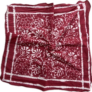 Hand Block Print Cotton Bandana Scarf, Soft Gauze Boho Wrap