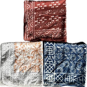 Organic Cotton Bandana Set Of 3 Moselle, Paisley Design Scarf, Vibrant Color, High-Quality, multi use  Scarf, Unique Design tree style