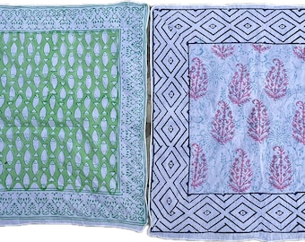 Organic Cotton Bandana Scarf, Hand Block Print Paisley Design, Set of 2, Bulk Bandana