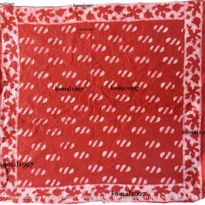 Bandana Scarf Handmade Hand Block Print Gamayun Bandana in Cream, Pumpkin and Steel Handmade Organic Cotton Bandana, head bandana, neck
