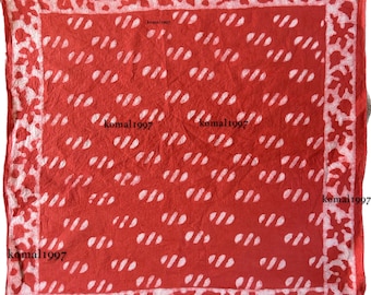 Handmade Block Print Cotton Bandana Scarf, Cream Pumpkin Steel