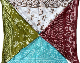 Block Print Cotton Bandana Set Of 4 Pcs: Lightweight Weight & Soft Cotton Bandana, Holiday Bandana, Scarf, Neckerchief, Gift For Mom, Dad