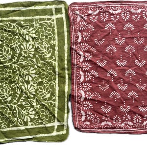 Hand Block Print Cotton Bandana: Organic Colors, Soft Woven Scarf