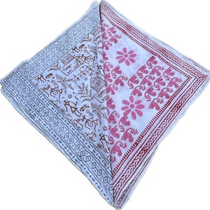 Organic Cotton Bandana  Floral Scarf Soft Cotton Bandana, Pattern Hair Scarf Handmade Bandana Neckerchief  Bohemian Style 2 pcs bandana