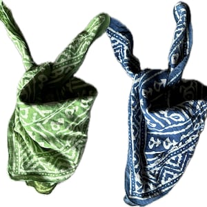100% Cotton Bandanas Set Of 2, Bohemian Style Cotton Neck Scarf, Boho Soft Cotton Bandana, Cotton Cotton Square Scarf gift  mud print