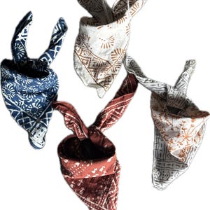 Bandana Set of 4 Organic Cotton Bandana, Bohemian Style Cotton Neck Scarf,  Soft Cotton Bandana Neckerchief Cotton Scarf gift Handkerchief