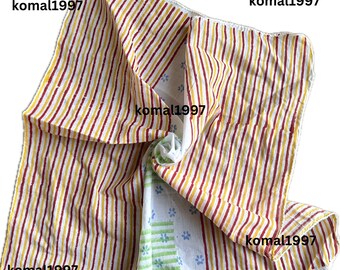 Hand Block Print Cotton Bandana: Natural Dye Scarf, Head Wrap