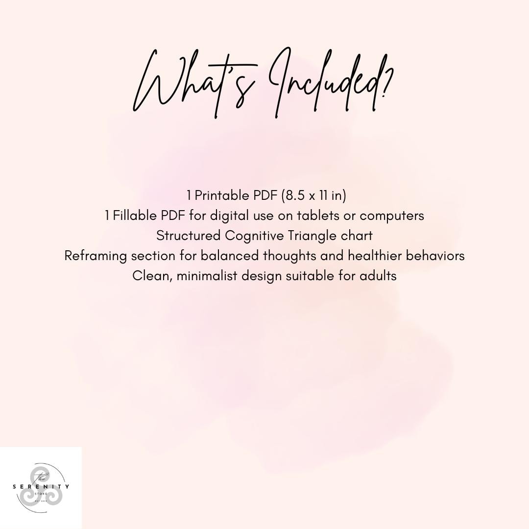 Cognitive Triangle Worksheet for Adults | CBT Thoughts, Feelings ...