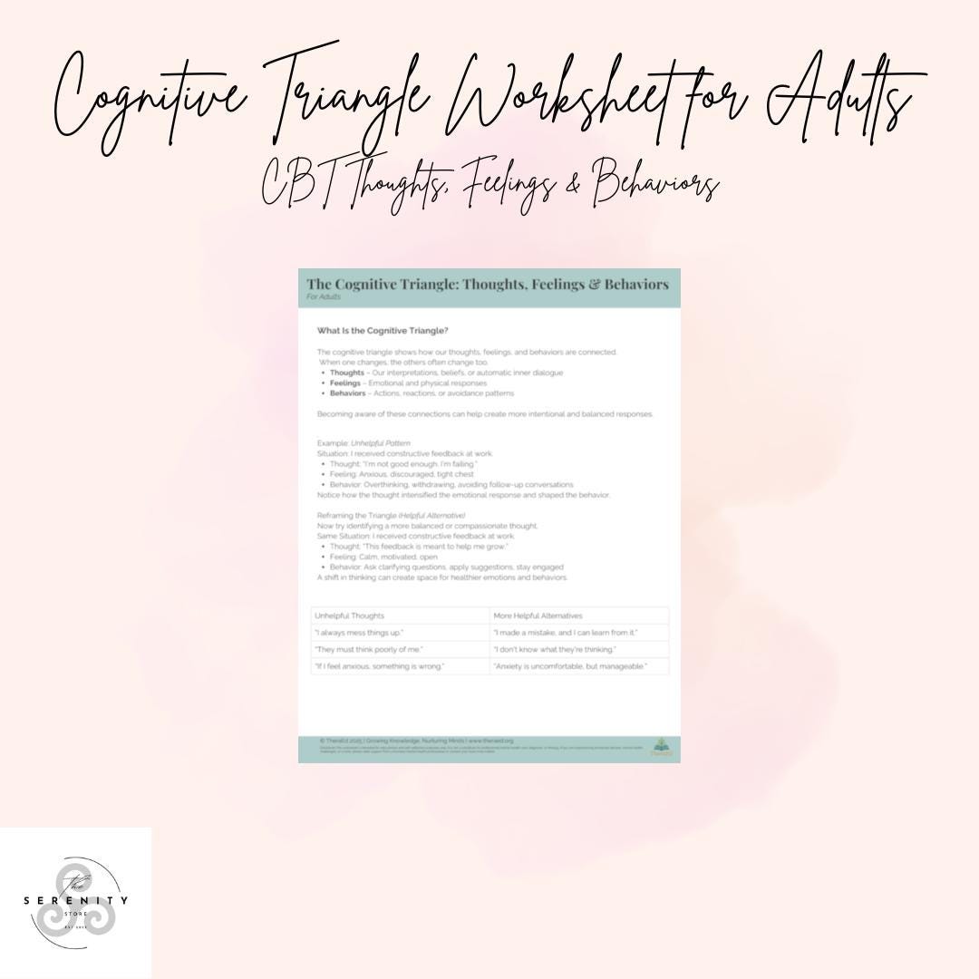 Cognitive Triangle Worksheet for Adults | CBT Thoughts, Feelings ...