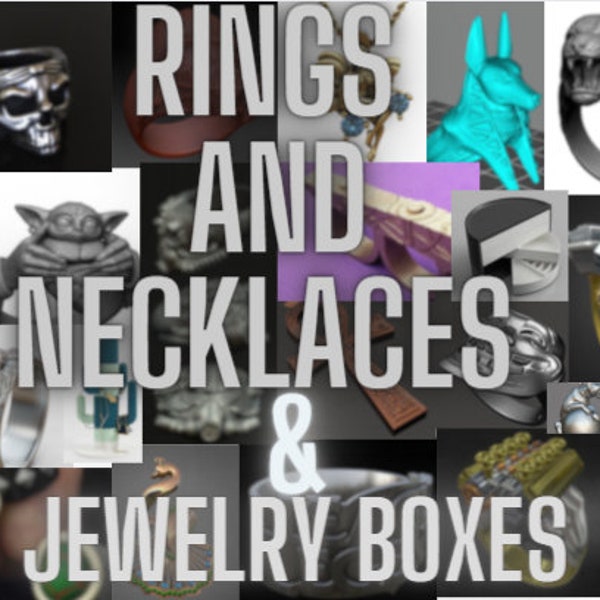 60+ Jewelry STL Pack, 3D Printable Jewelry STL Pack,Jewelry Box and Pendants, Cinema World Rings, Accessories