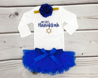 Hanukkah Baby Girl Outfit , My First Hanukkah Outfit , Baby Girl Hanukkah Gift , Hanukkah Baby Girl Clothing