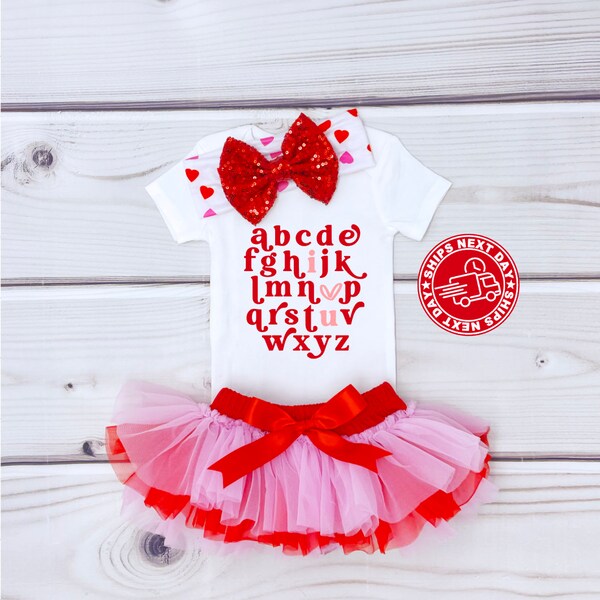 Valentines Baby Girl Outfit, I love you Bodysuit, Pink and Red Tutu Bloomer , Pink and Red Heart Baby Headband- Valentine’s Day Outfit