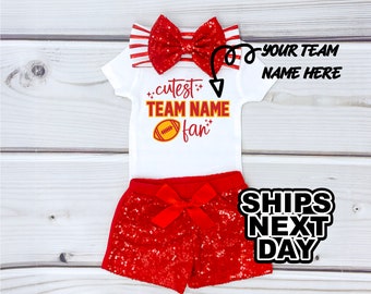 Baby Girl Football Game Day Outfit  Red and Gold Baby Girl Cutest Football Fan  Baby Girl Football Clothing Baby Girl Team Wear