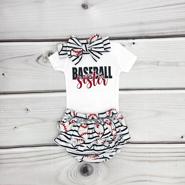 Baby Girl Baseball Sister Outfit Game Day Outfit  Baby Girl Baseball Outfit  Baby Girl Team Wear Outfit Baby Girl Baseball Fan