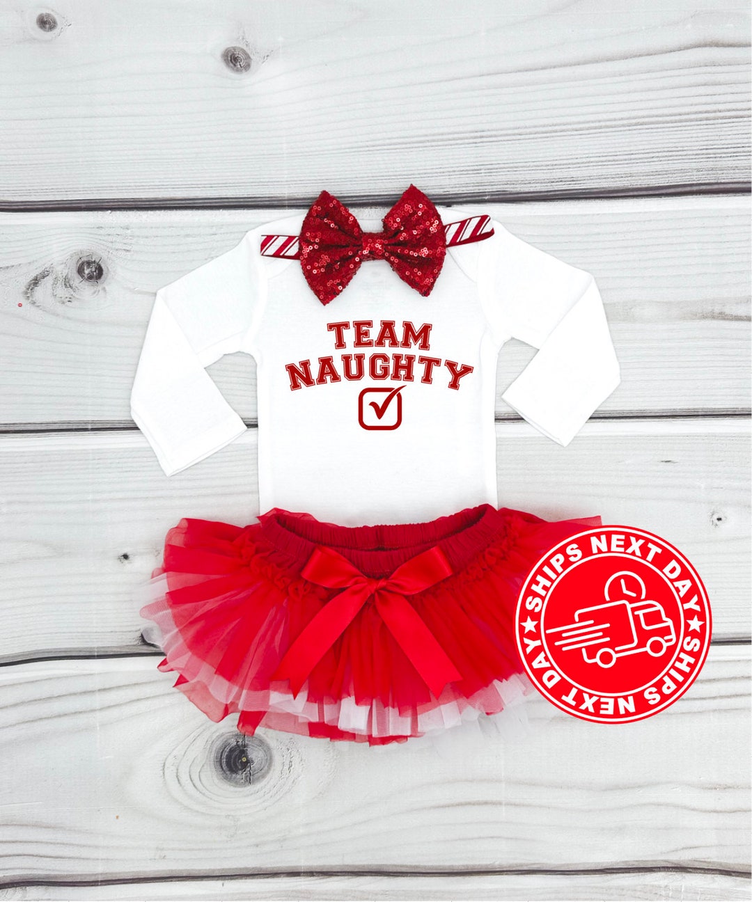 Baby Girl Christmas Outfit Team Naughty Christmas Outfit Etsy