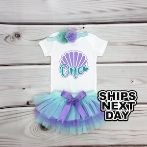 Mermaid Birthday Outfit, Baby Girl Mermaid Onesie®, First Birthday Outfit, Under The Sea, Cake Smash Outfit, Mermaid girl Tutu Outfit