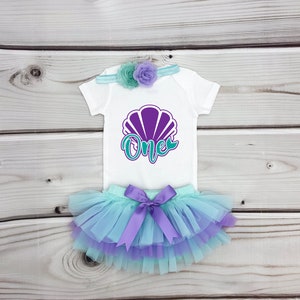 Mermaid Birthday Outfit, Baby Girl Mermaid Onesie®, First Birthday Outfit, Under The Sea, Cake Smash Outfit, Mermaid girl Tutu Outfit