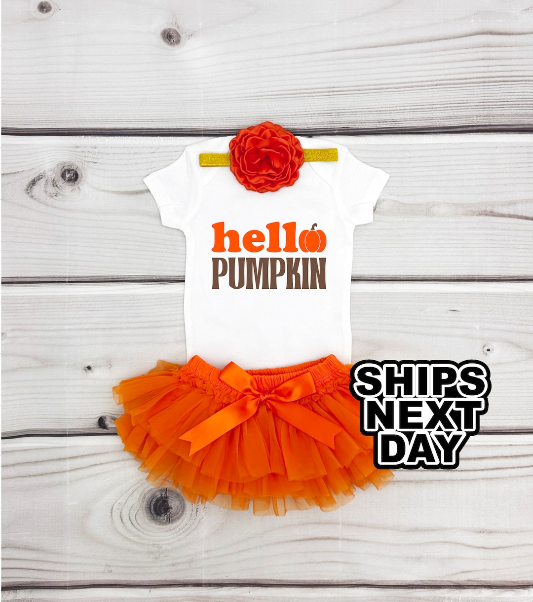 Hello Pumpkin Baby Outfit, Fall Baby Girl Clothing, Pumpkin Patch Baby ...