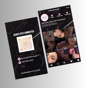 Black and Pink Instagram Business Card, Lash Tech Business Card, Nail Tech Business Card, Instagram Business Card, Beauty Business Card