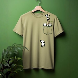 パンダが竹に登るポケットグラフィックプリント（デジタルダウンロード）