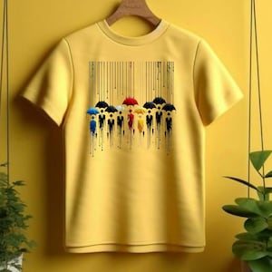 傘を持つ人々 ペイント模様 昇華デザイン、ペイントブラシパターン効果 | デジタルダウンロード、