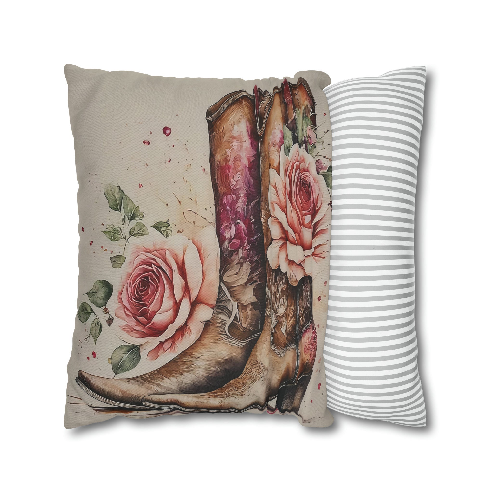 Coquette Cowgirl Pillow Vintage Rose Decorative Pillow Cover Coquette