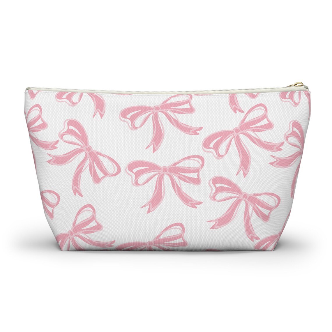 Small Pink Bow Print Makeup Bag