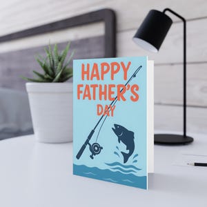 Tarjeta de felicitación del Día del Padre, hecha a mano, con temática de pesca, personalizada, de cumpleaños
