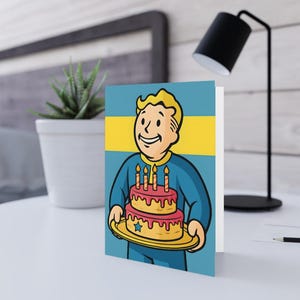 Fallout inspirierte Fan Art Geburtstagskarte | Gamer | Einladungen zum Feiern, Partynotizen, festliche Kartendesigns, Retro Party Dekor