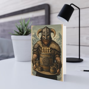 Skyrim Inspired Art Gamer Birthday Greeting Cards, Norse Mythology Cards, Fantasy Greeting Cards, Handmade Cards, Unique Invitation Cards