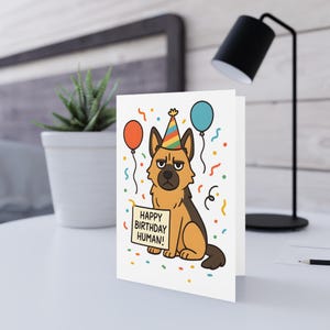Carte de voeux d'anniversaire avec un adorable design de chien de berger allemand, cartes de voeux drôles, carte d'amant d'animal de compagnie, carte d'anniversaire de l'animal de compagnie au propriétaire